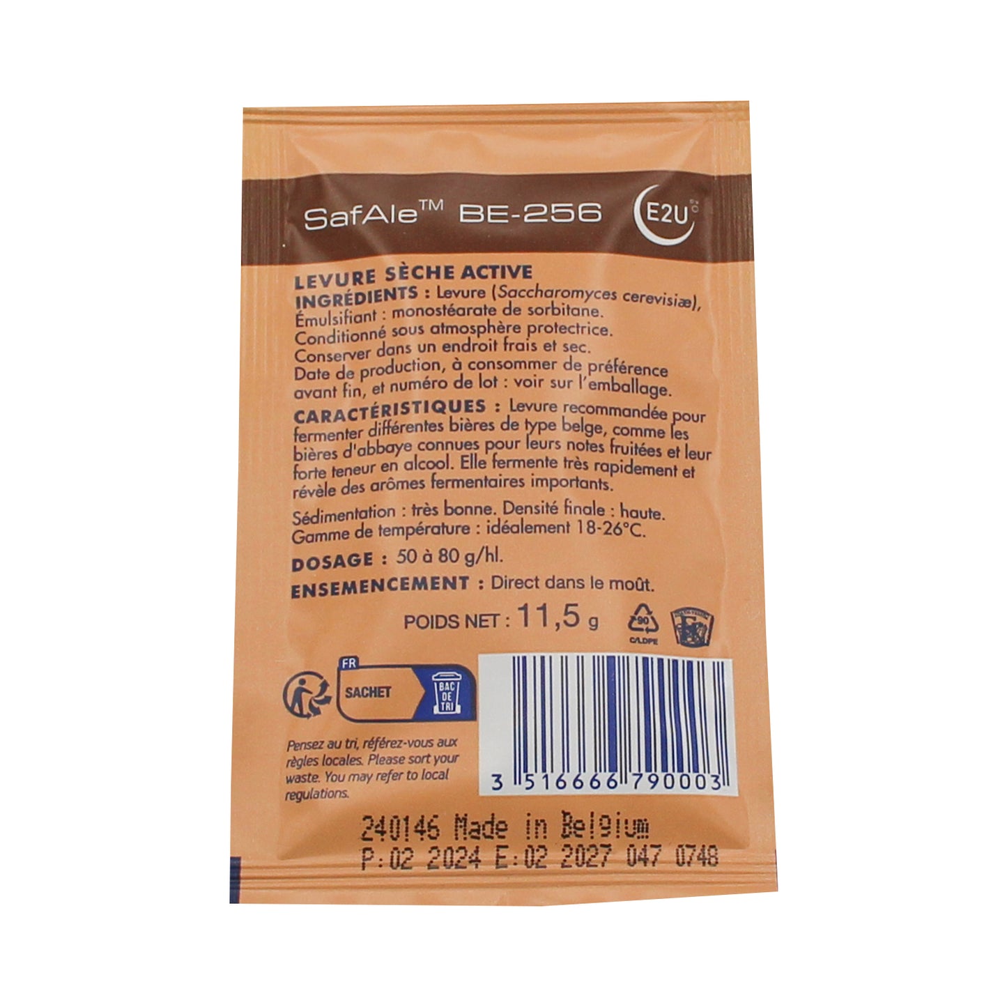 Fermentis SafBrew BE-256 Abbaye Dry Ale Yeast - Dry Yeast (11.5 g) - Canuck Homebrew Supply, Canada
