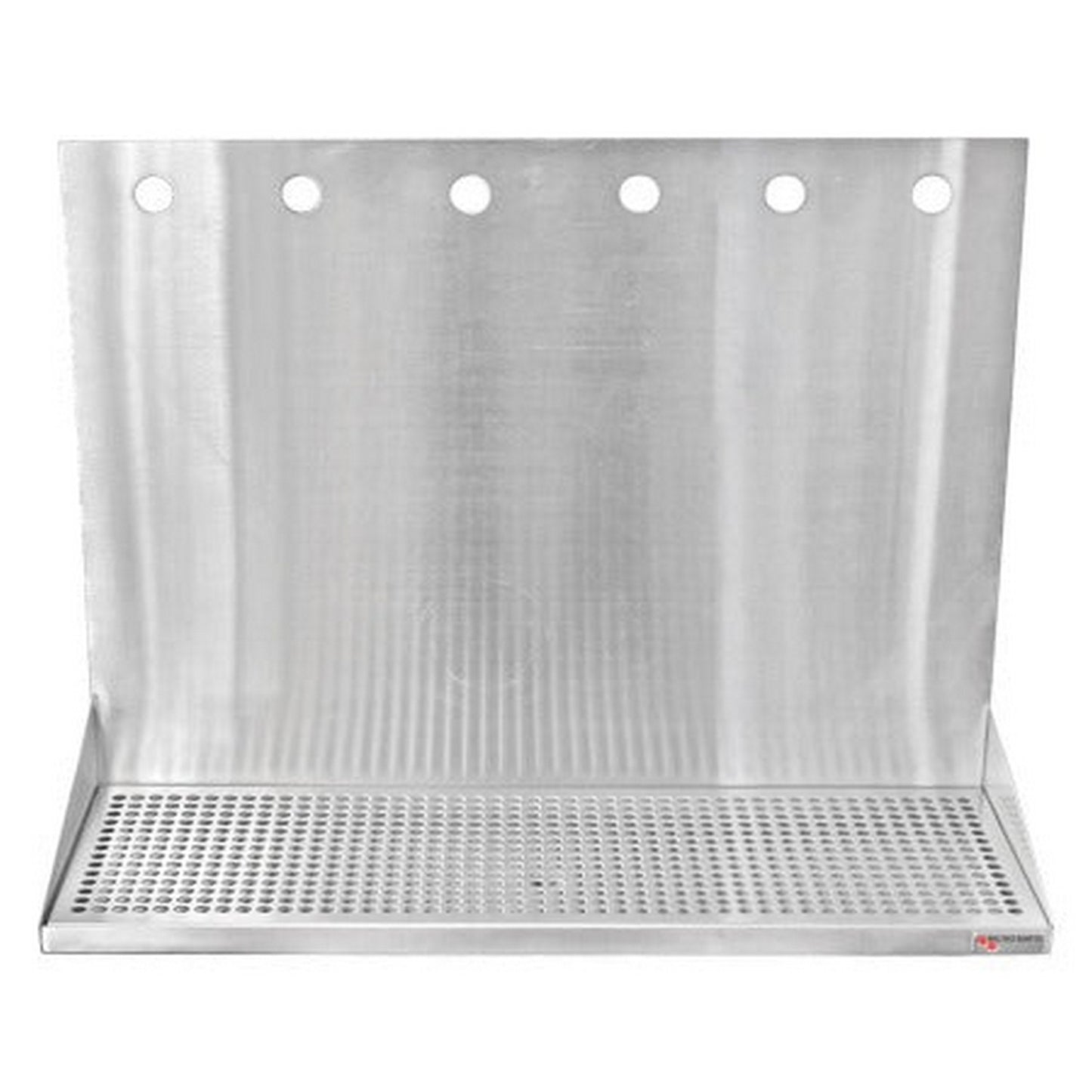Micro Matic Stainless Steel Drip Tray – Wall Mounting w/ 6 Shank Holes & Drain – 24” x 8 1/2” x 3/4”