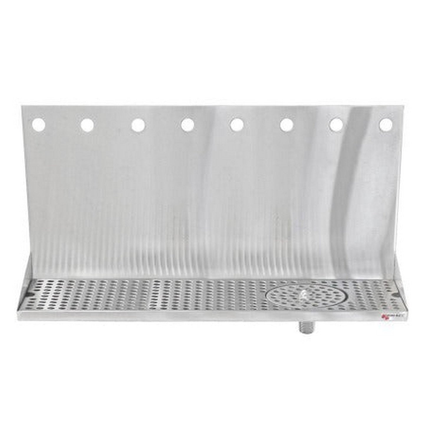 Micro Matic Stainless Steel Drip Tray – Wall Mounting w/ 8 Shank Holes, Spray Glass Rinser, & Drain – 24” x 6 1/2” x 3/4”