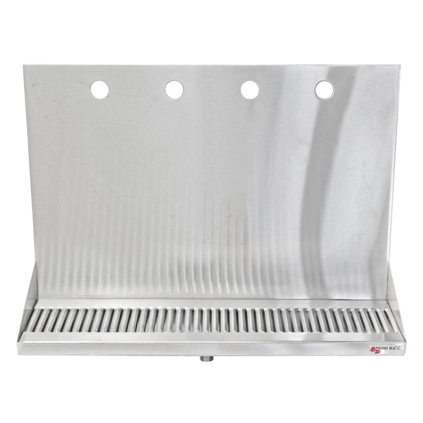 Micro Matic Stainless Steel Drip Tray – Wall Mounting w/ 4 Shank Holes & Drain – 16” x 6 1/2” x 3/4”