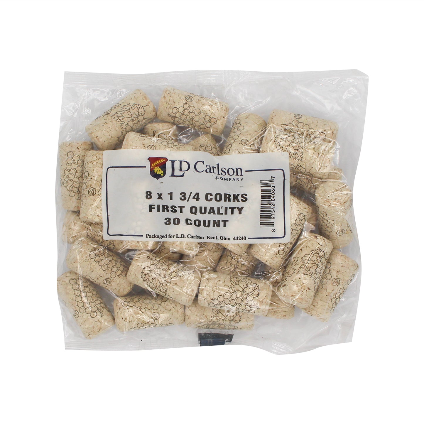 First Quality Straight Wine Corks - #8 by 1 3/4" Length (30 per bag)