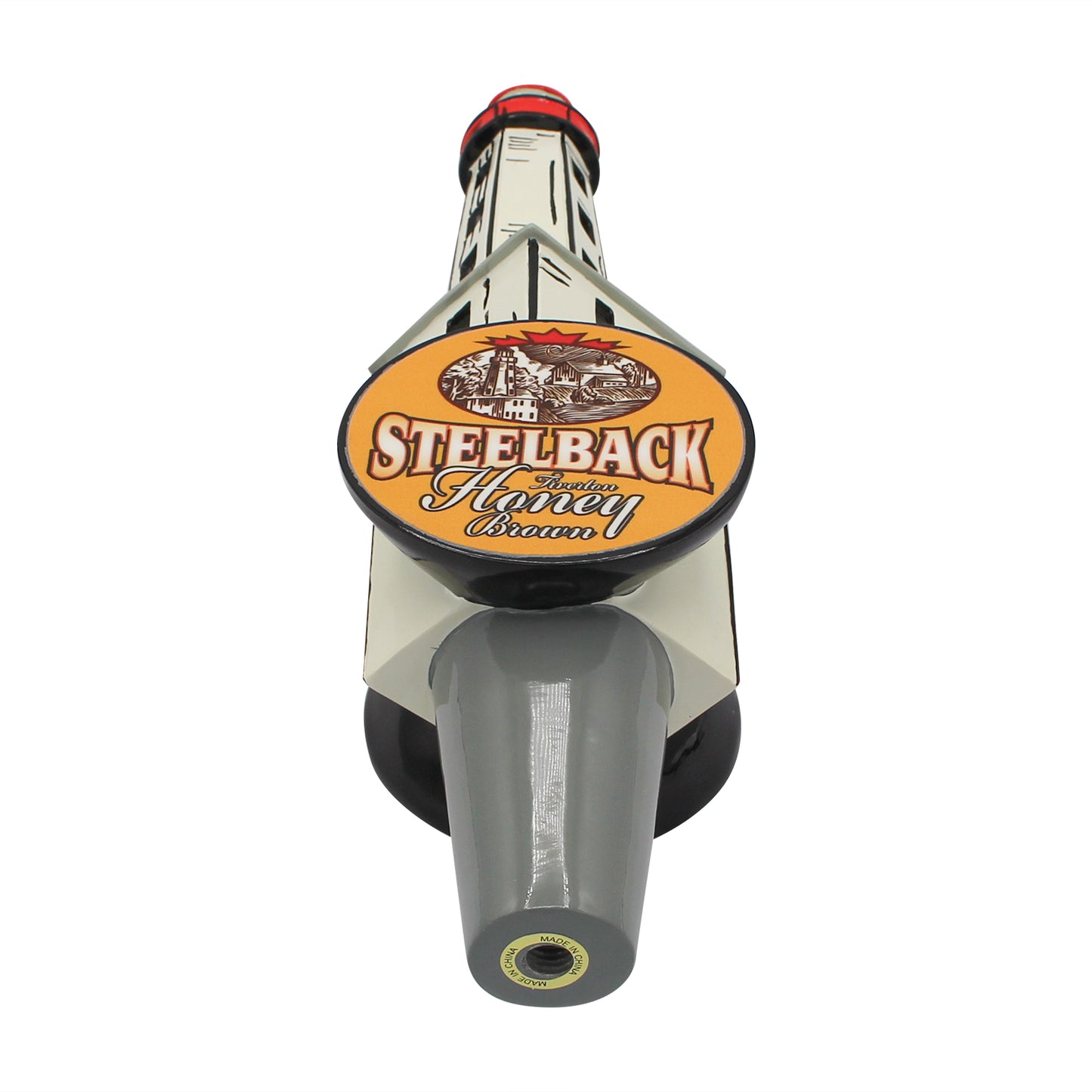 Honey Brown Steelback Lighthouse Tap Handle