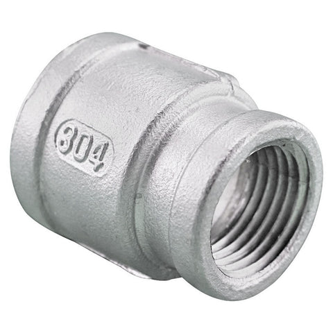 1" Female NPT to 3/4" Female NPT Stainless Steel Reducing Coupler