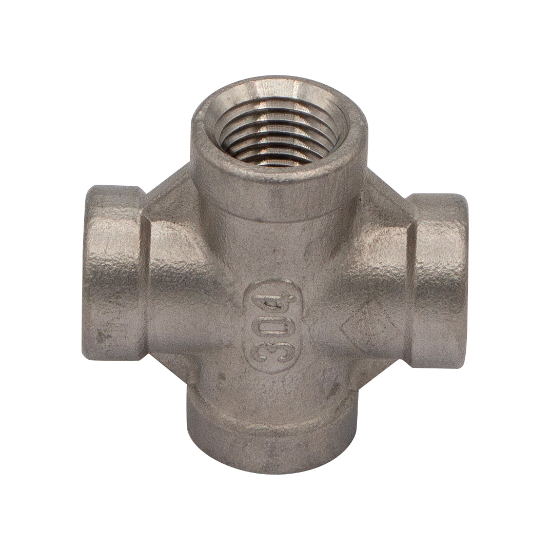 1/4" Female NPT Cross - 304 Stainless Steel Pipe Fitting