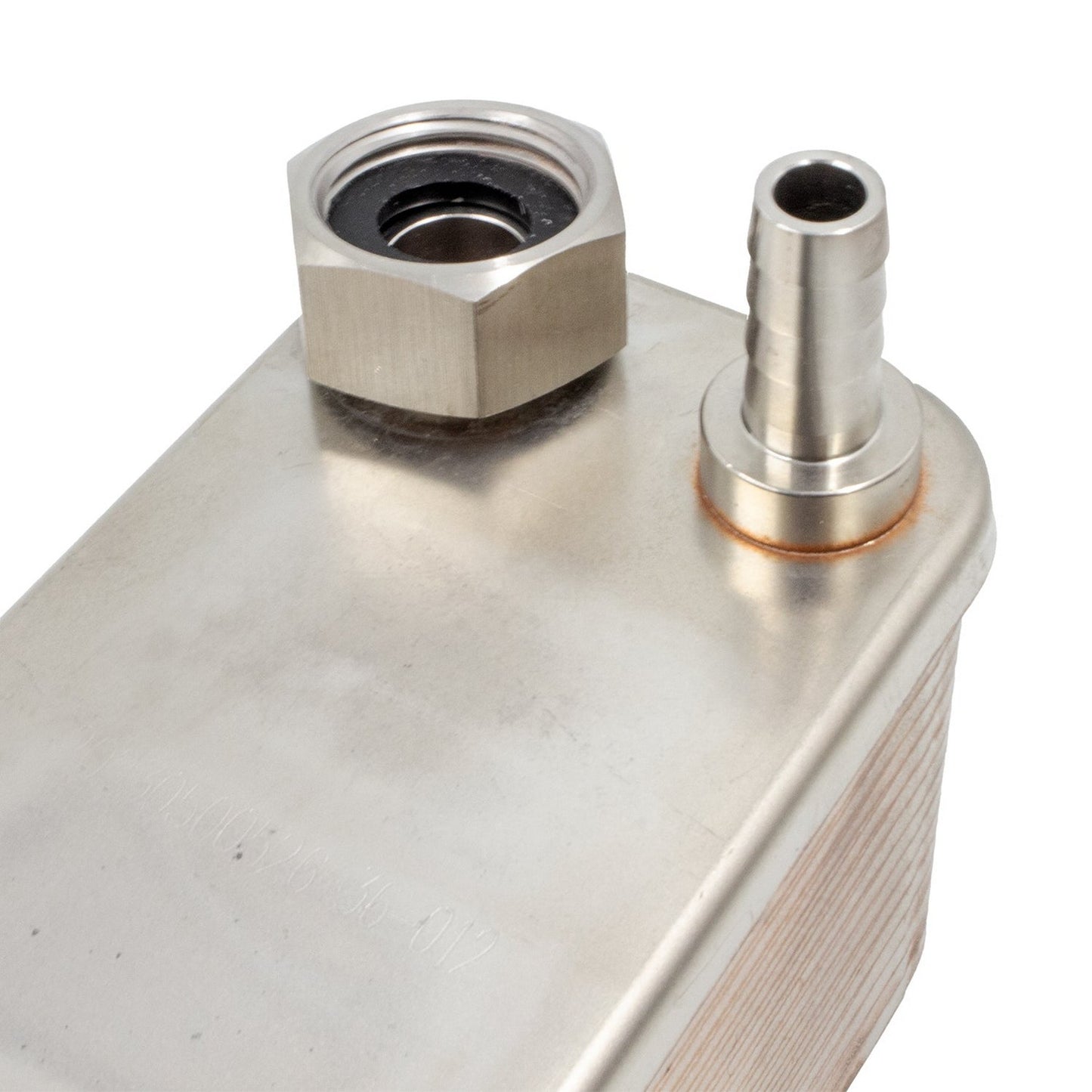 30 Plate Wort Chiller - 1/2" Barbs x Garden Hose - B3-36A-30ST - 18 3/8"