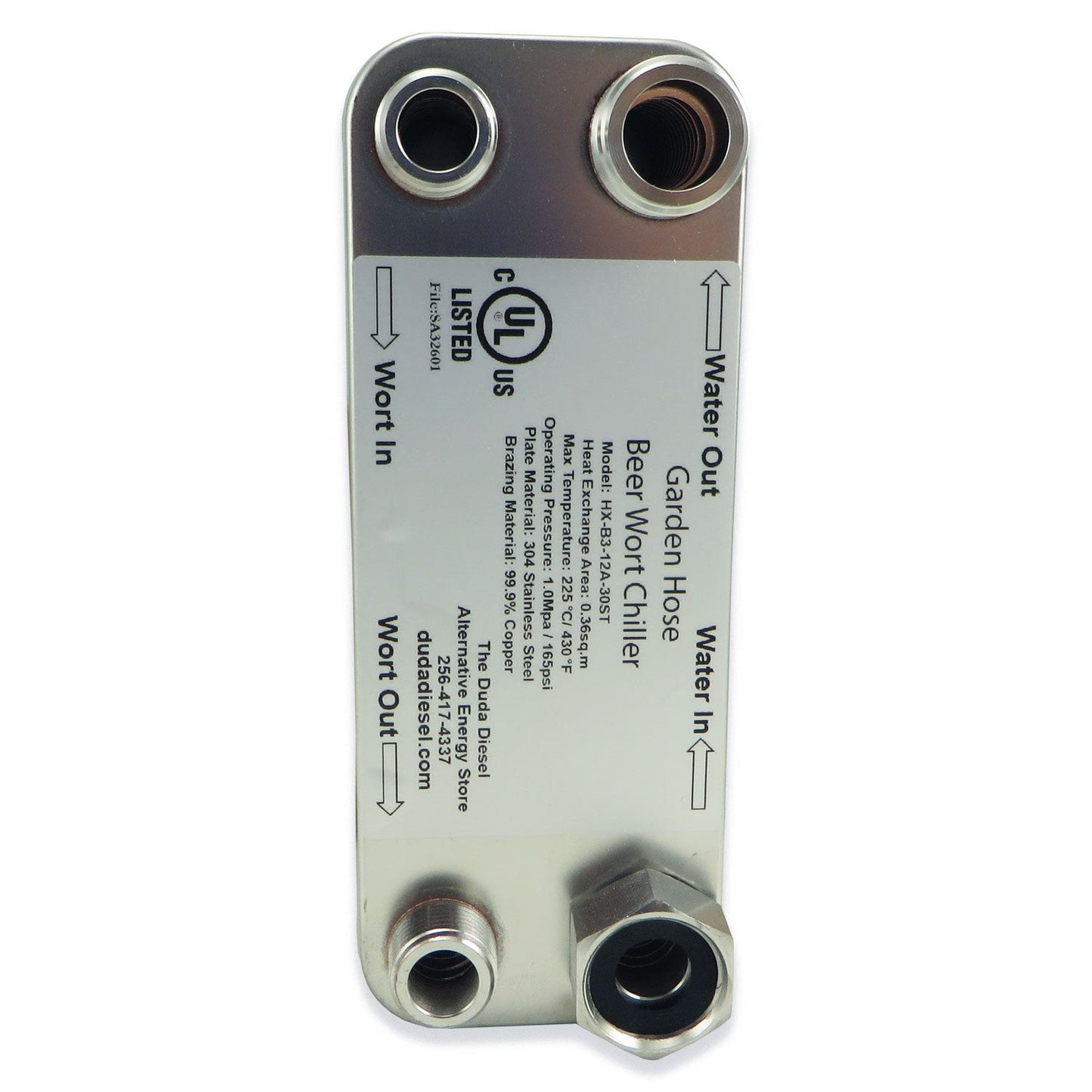 30 Plate Wort Chiller - Garden Hose x 1/2" Male NPT - 7.5in - Canadian Homebrewing Supplier - Free Shipping - Canuck Homebrew Supply