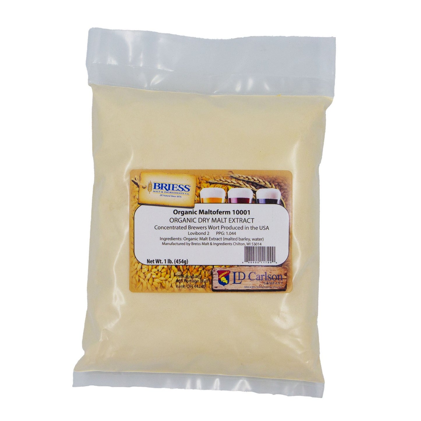 Maltoferm 10001 - Organic Light Dry Malt Extract (DME) - 1lb