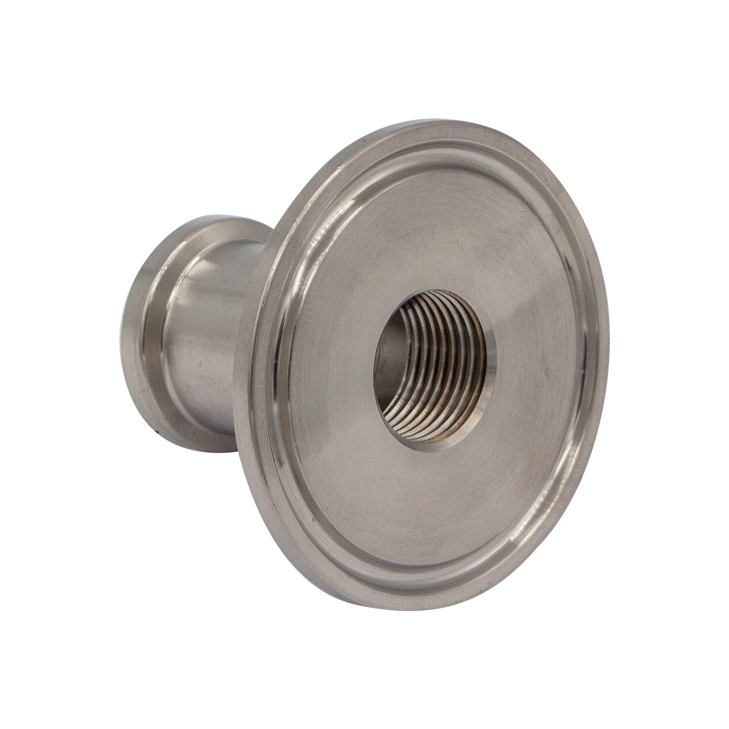 Stainless Steel Tri-Clover Threaded Cap Reducer - 1.5" TC X 3/4" TC (3/8" NPS)