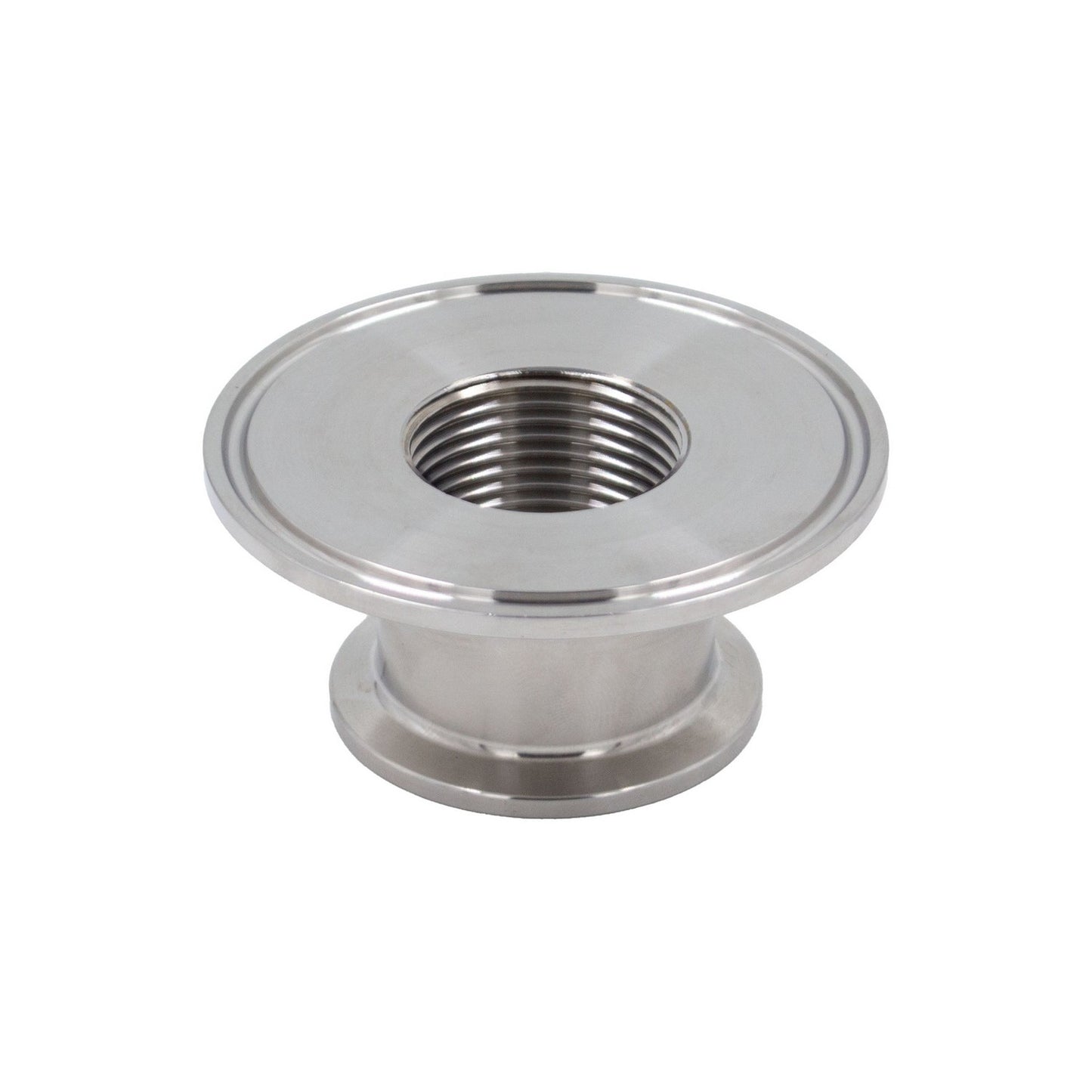 Stainless Steel Tri-Clover Threaded Cap Reducer - 2.5" TC X 1" TC (1" NPS)