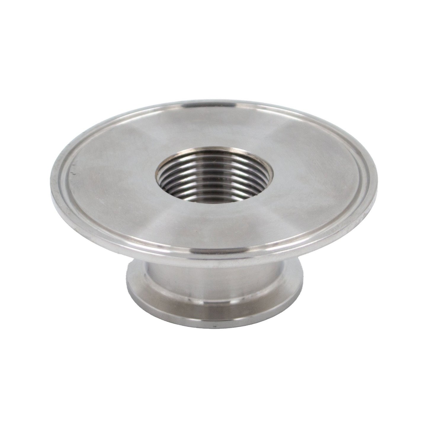 Stainless Steel Tri-Clover Concentric Threaded Cap Reducer - 3" TC X 1" TC (1" NPS)