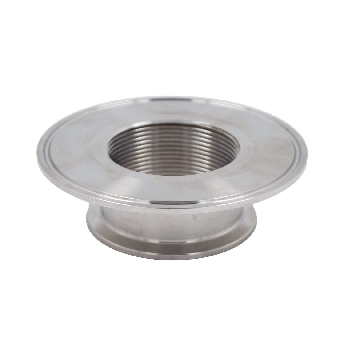 Stainless Steel Tri-Clover Threaded Cap Reducer - 4" TC X 2.5" TC (2" NPS)