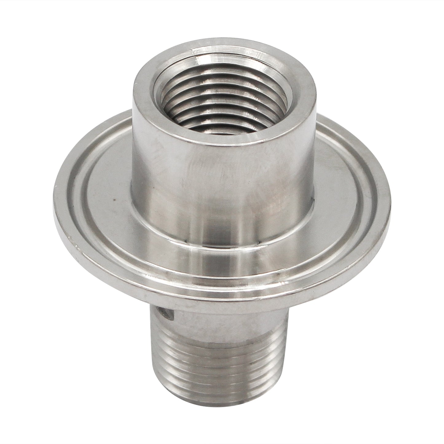 1.5" Tri Clamp X 1/2" Male NPT Outside (1/2" Female NPT Inside) Adapter - Tri Clover Sanitary Stainless Steel Fitting