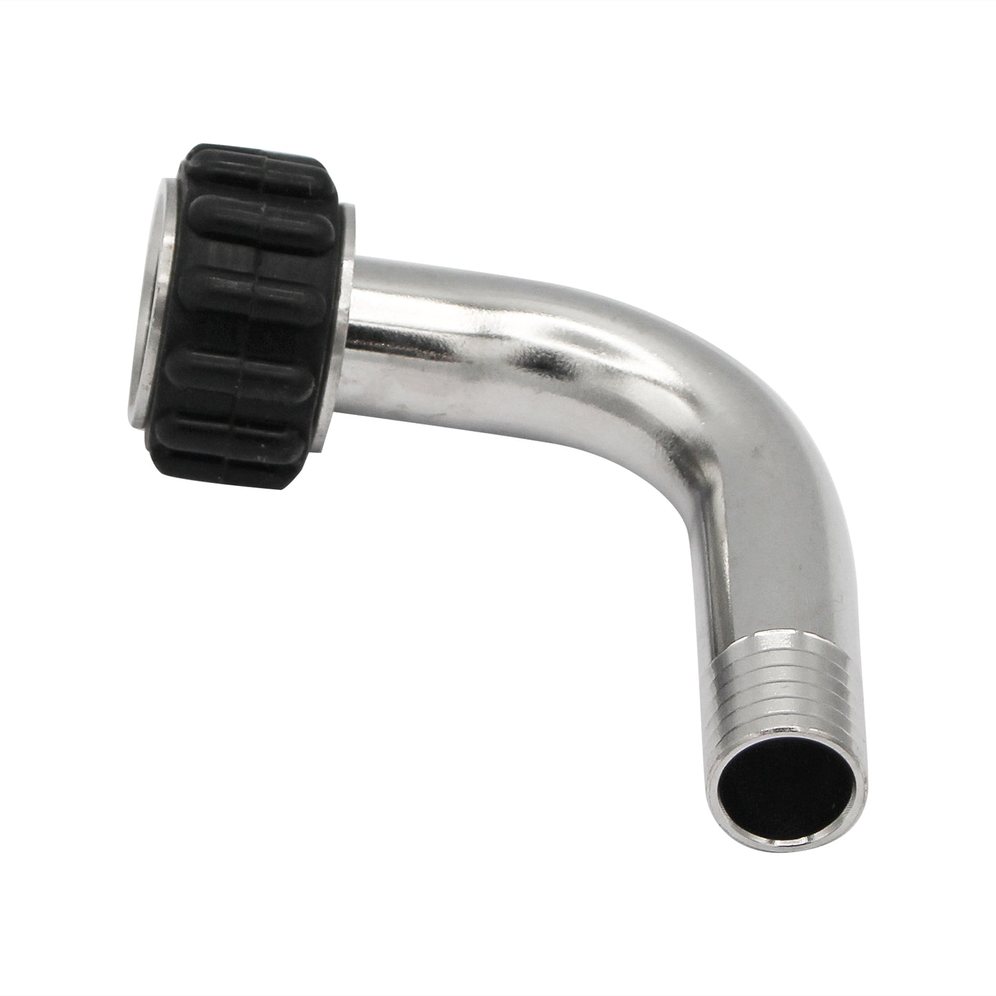 Stainless Steel Barbed Quick Connector 90° Elbow - 1/2" Female NPT to 5/8" Barb