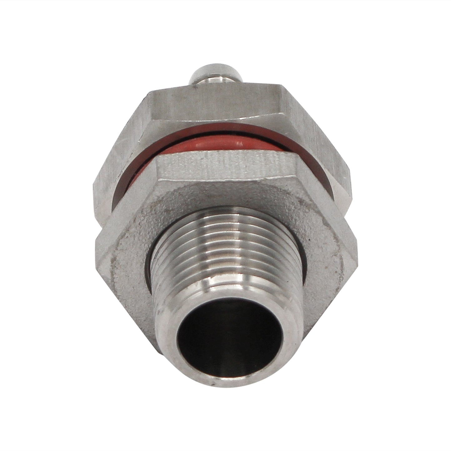 Stainless Steel Weldless Bulkhead - 1/2" Male NPT X 3/8" OD Barb