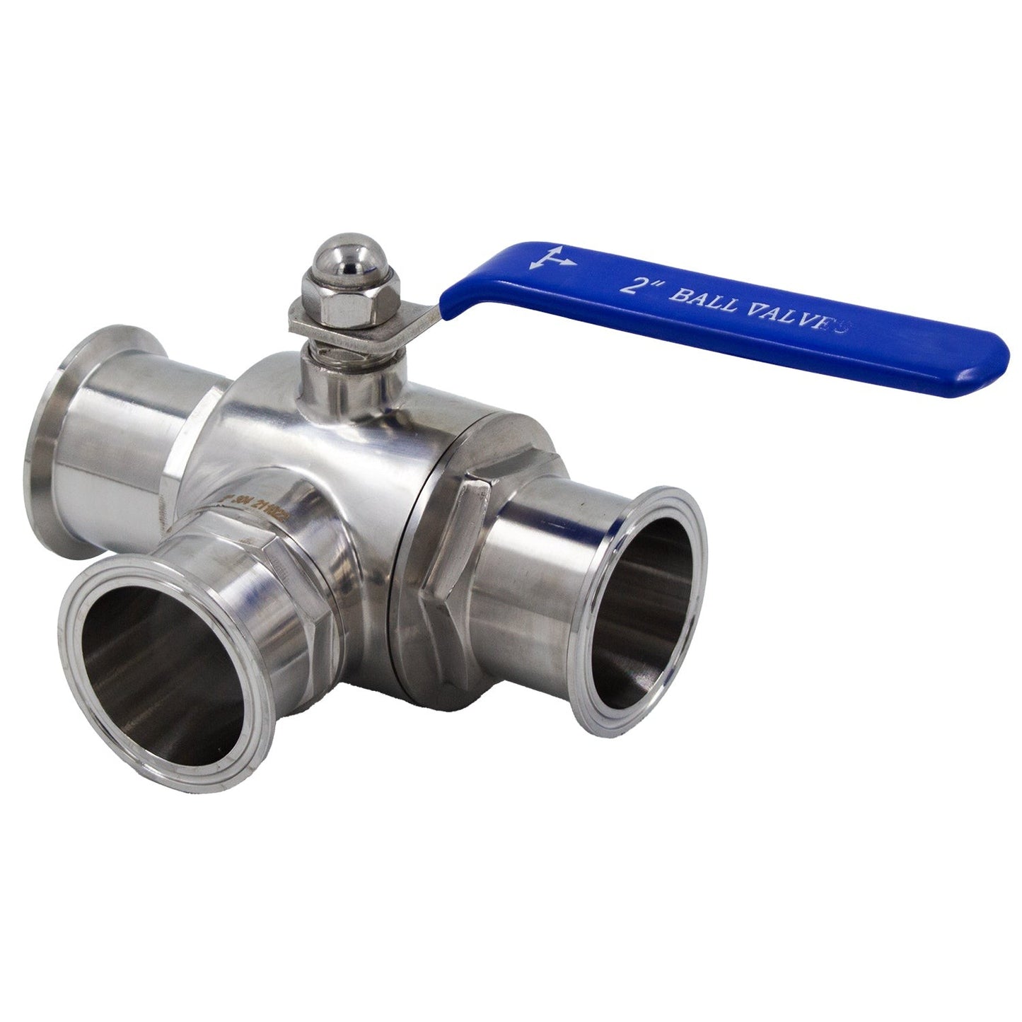 Stainless Steel Tri-Clover 3-Way Ball Valve (T-Type Design) - 2" TC