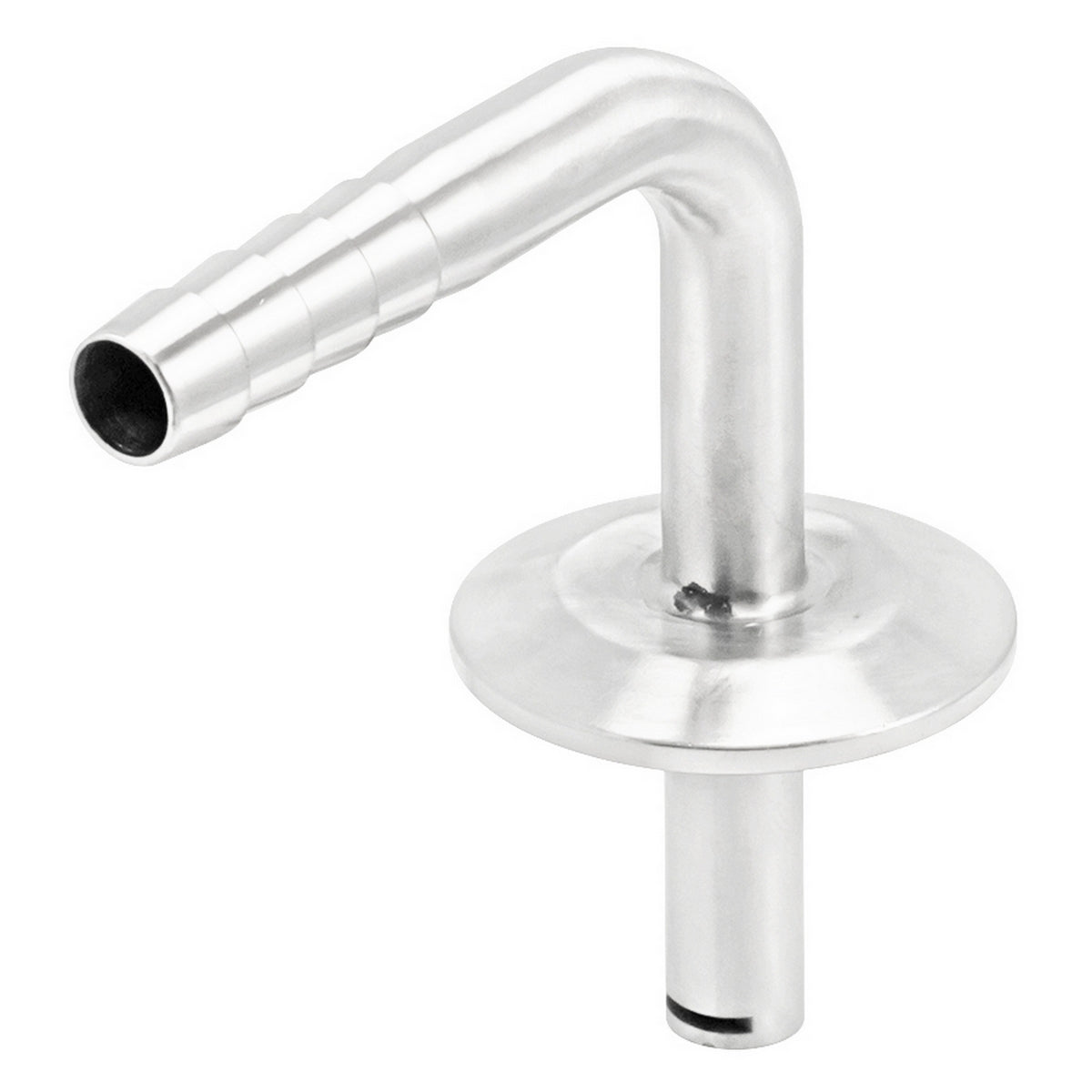 1.5" Tri Clamp with 7/16" OD Whirlpool Barbed 90° Elbow - Tri Clover Sanitary Stainless Steel Fitting