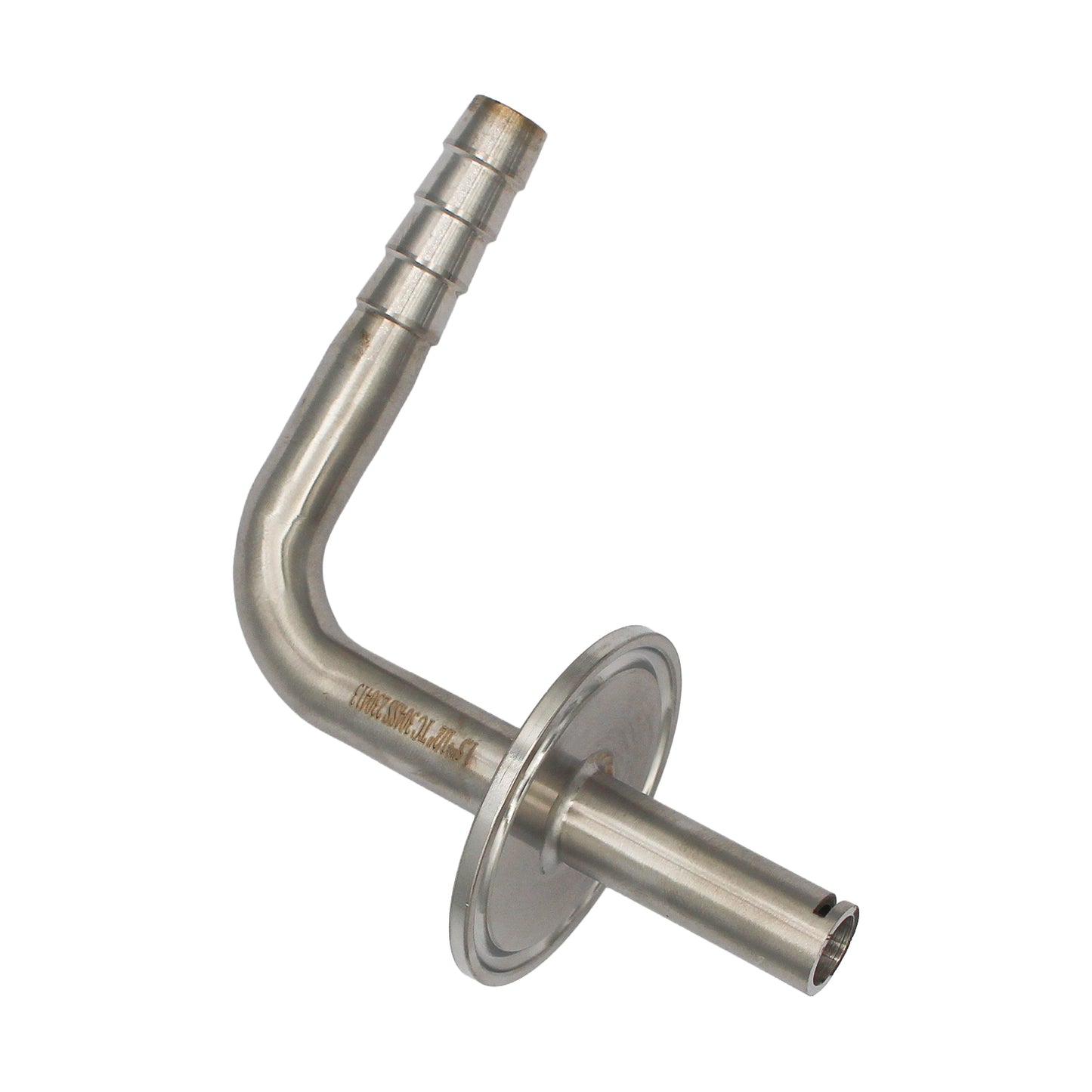 1.5" Tri Clamp with 7/16" OD Whirlpool Barbed 90° Elbow - Tri Clover Sanitary Stainless Steel Fitting