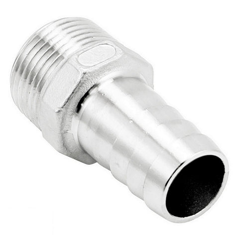 Stainless Steel British Standard Pipe Fitting - 1" Male BSP X 15/16" OD Barb