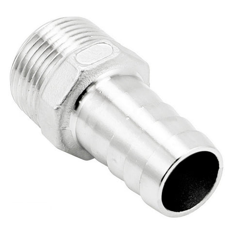 Stainless Steel British Standard Pipe Fitting - 1" Male BSP X 15/16" OD Barb