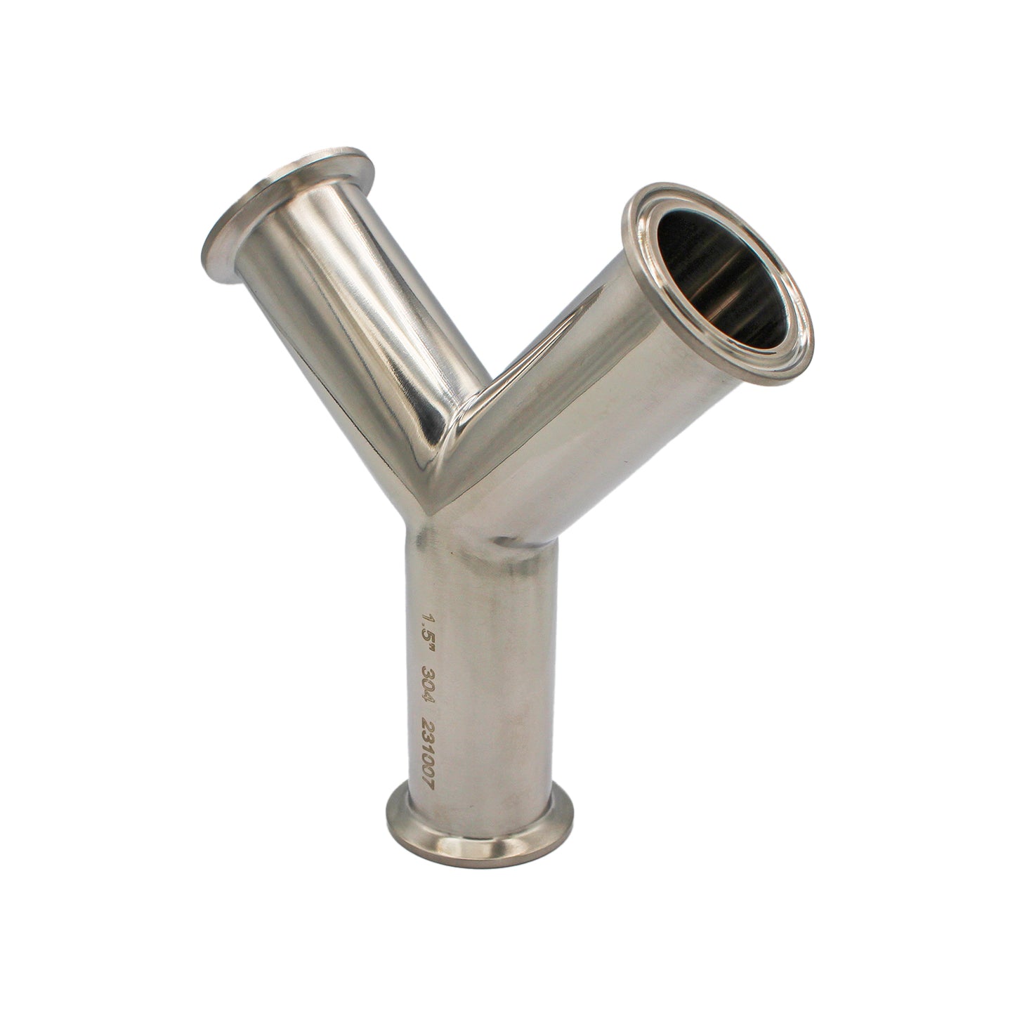 1.5" Tri Clamp Wye (Y-fitting)- Sanitary Stainless Steel