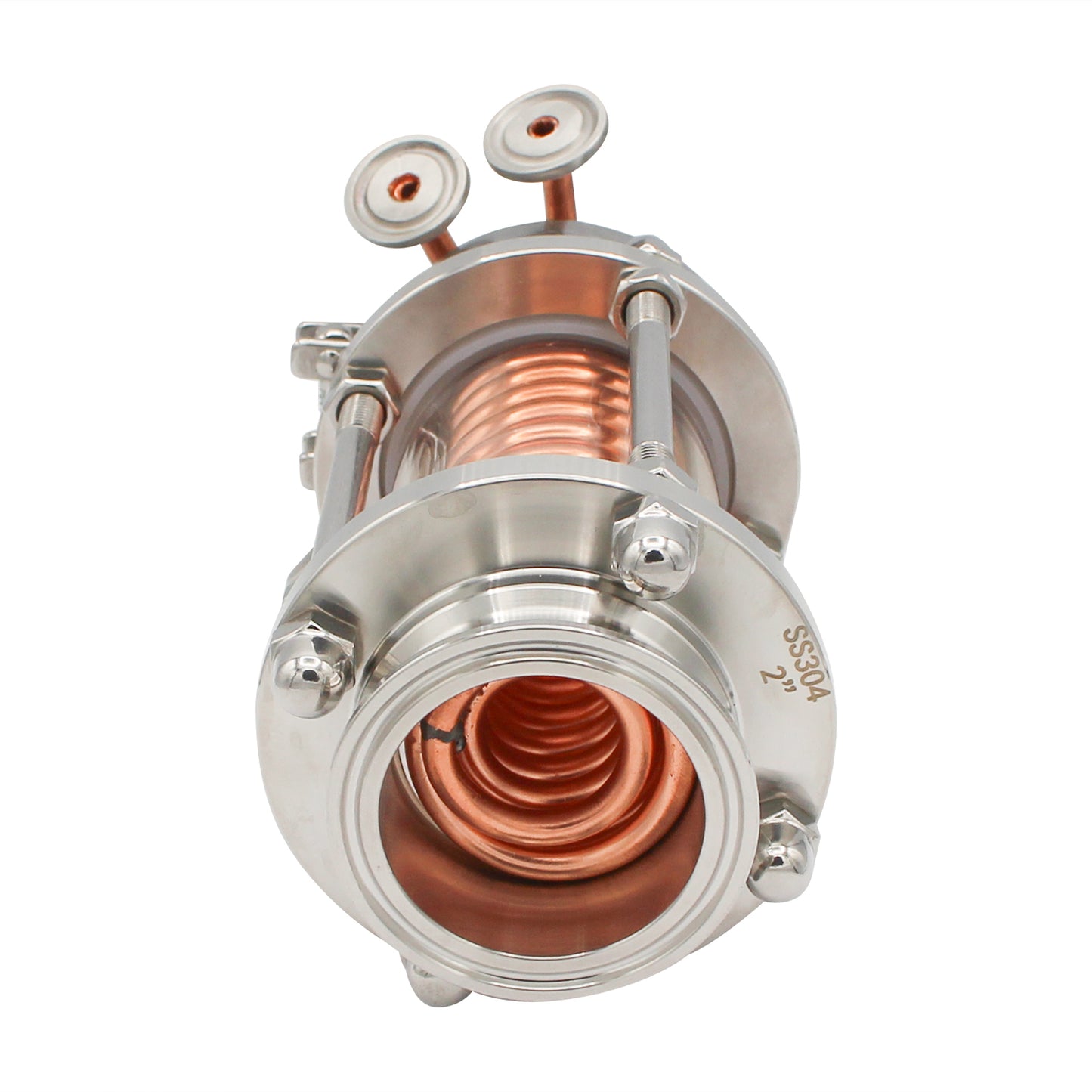 Copper Coiled Condenser With Stainless Steel Sight Glass - 2" TC ; 1/2" TC