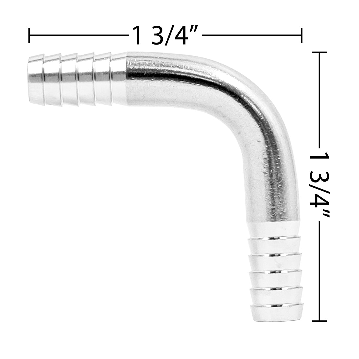 Stainless Steel Barbed Hose Splicer 90° Elbow - 5/16"
