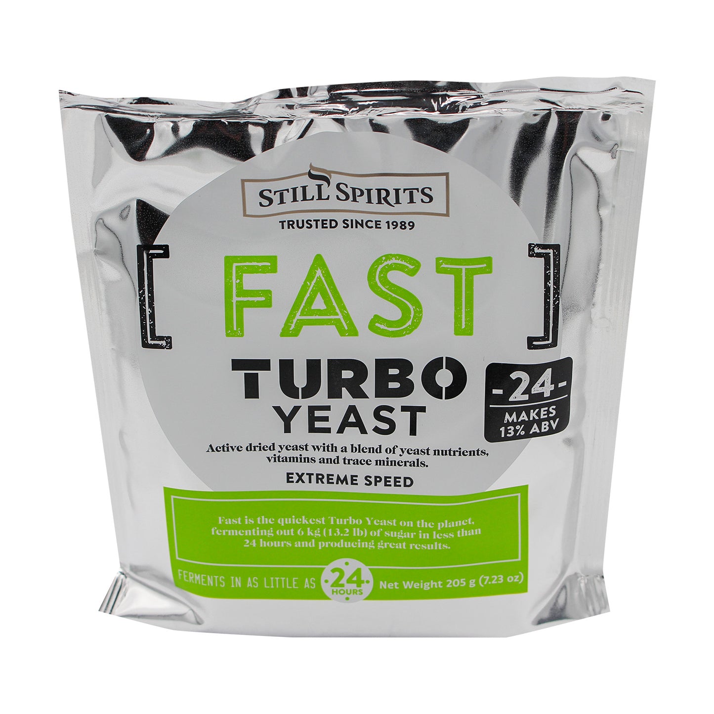 Still Spirits Fast Turbo 24 Hour Yeast (13% ABV) - Active Dried Yeast and Nutrients (205 g)
