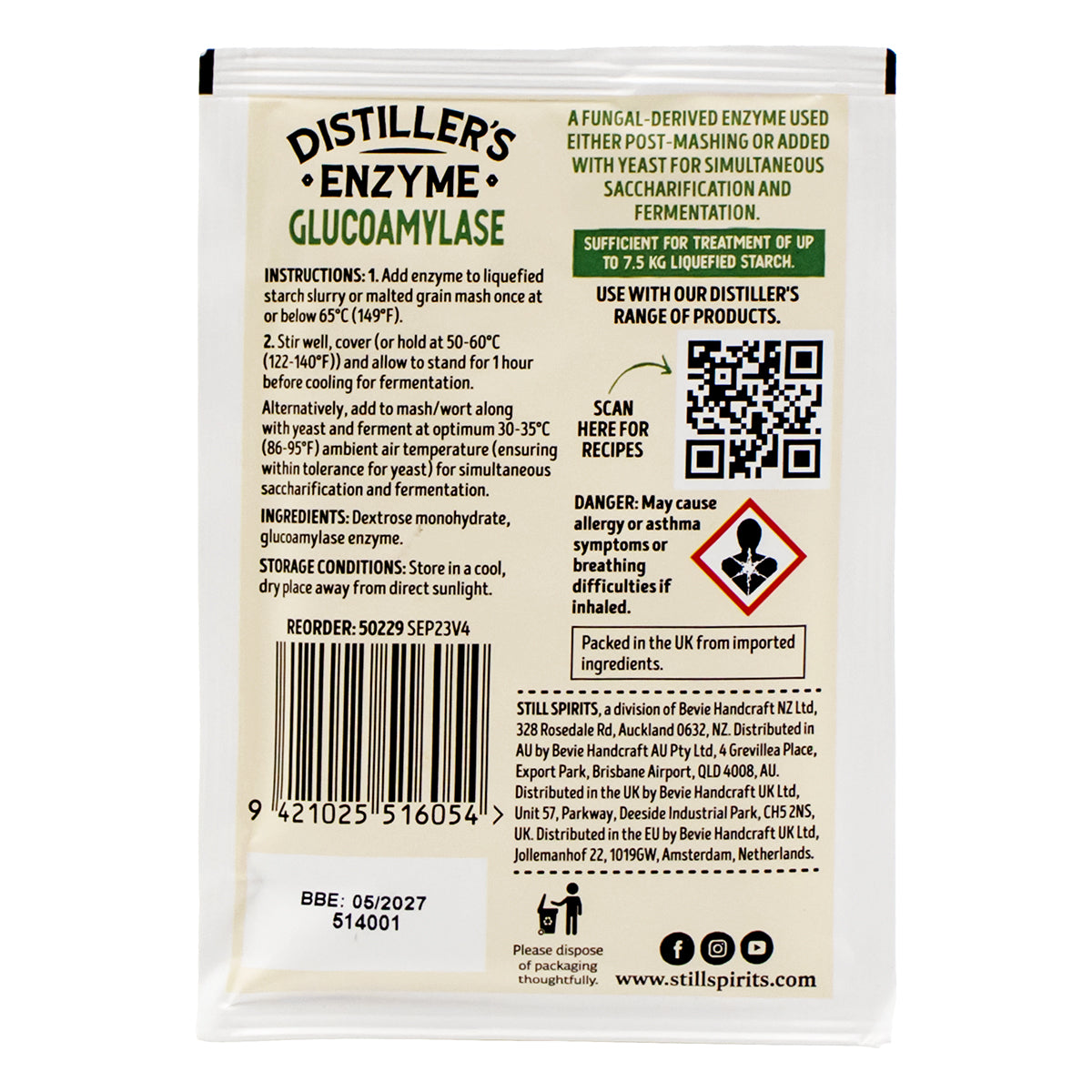Still Spirits Distiller's Enzyme - Glucoamylase (12 g) - Canuck Homebrew Supply, Canada