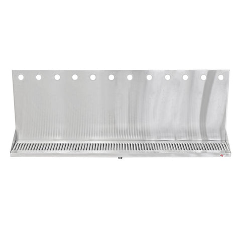 36” x 6 1/2” x 3/4” Micro Matic Stainless Steel Drip Tray – Wall Mounting w/ 12 Shank Holes & Drain
