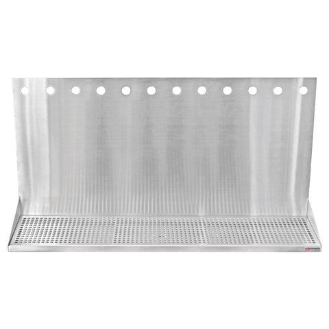 Wall Mounted Micro Matic Stainless Steel Drip Tray – w/ 12 Shank Holes & Drain – 36” x 8 1/2” x 3/4”