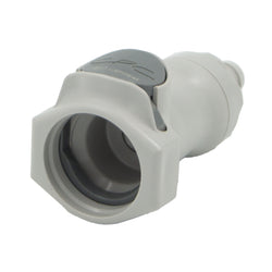 Micro Matic Polypropylene In-Line Disconnect Coupler - Female QD X 3/8" OD Barb [60600]