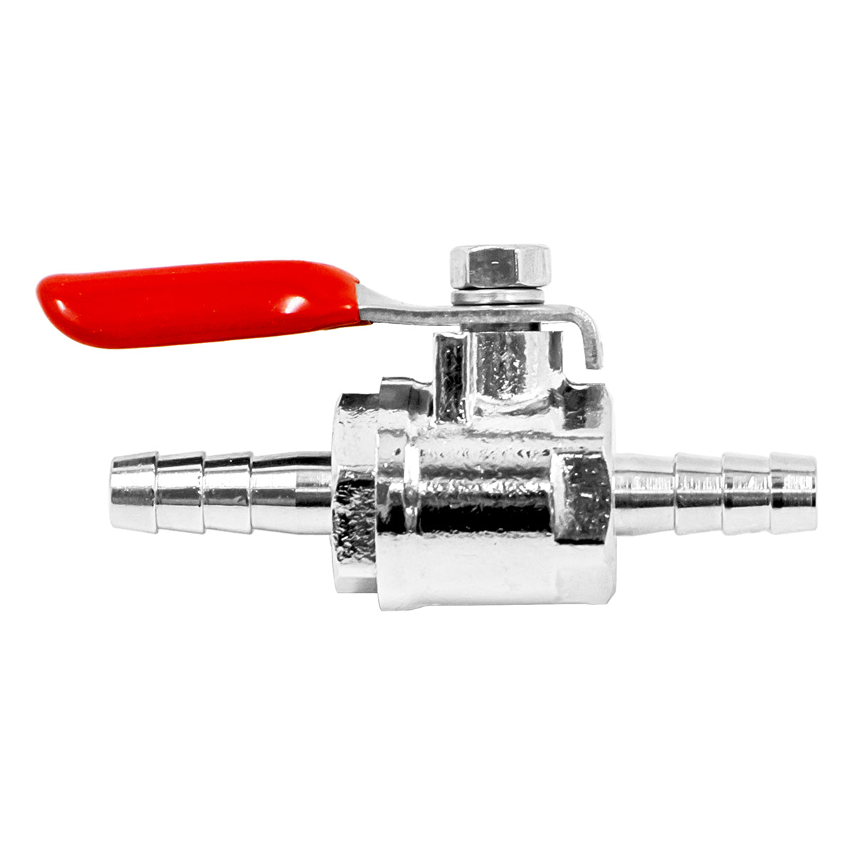 Chrome Plated Brass Ball Valve With Check - 1/4" OD Barb X 1/4" OD Barb