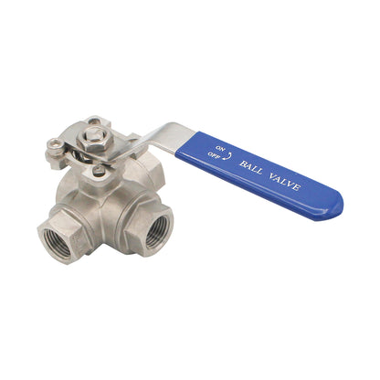 Stainless Steel 1/2" Female NPT L-Type 3-Way Ball Valve