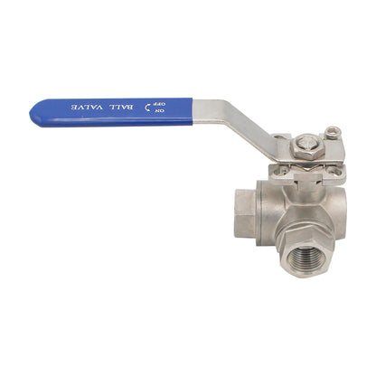 Stainless Steel 1/2" Female NPT L-Type 3-Way Ball Valve
