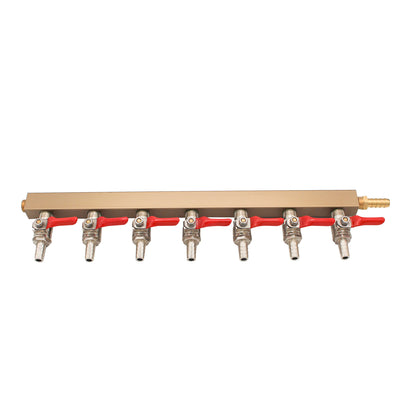 CO2 Gas Distributor 7 Way (Manifold) - 3/8" OD barbed Check Valves