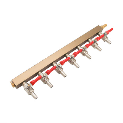 CO2 Gas Distributor 7 Way (Manifold) - 3/8" OD barbed Check Valves