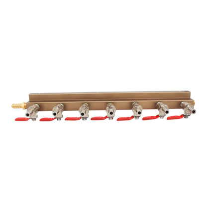 CO2 Gas Distributor 7 Way (Manifold) - 3/8" OD barbed Check Valves