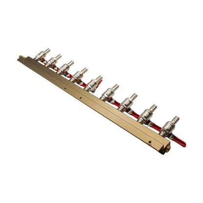 CO2 Gas Distributor 9 Way Gas Distributor (Manifold) - 3/8" OD barbed Check Valves -  Canuck Homebrew Supply, Canada