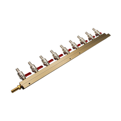 CO2 Gas Distributor 9 Way Gas Distributor (Manifold) - 3/8" OD barbed Check Valves -  Canuck Homebrew Supply, Canada