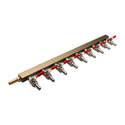 CO2 Gas Distributor 9 Way Gas Distributor (Manifold) - 3/8" OD barbed Check Valves -  Canuck Homebrew Supply, Canada