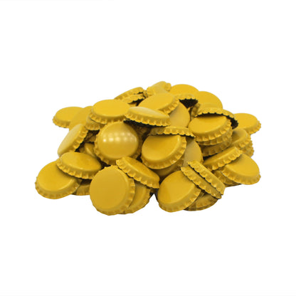 Yellow Oxygen Barrier Pry-Off Crown Bottle Caps - Approx. 100