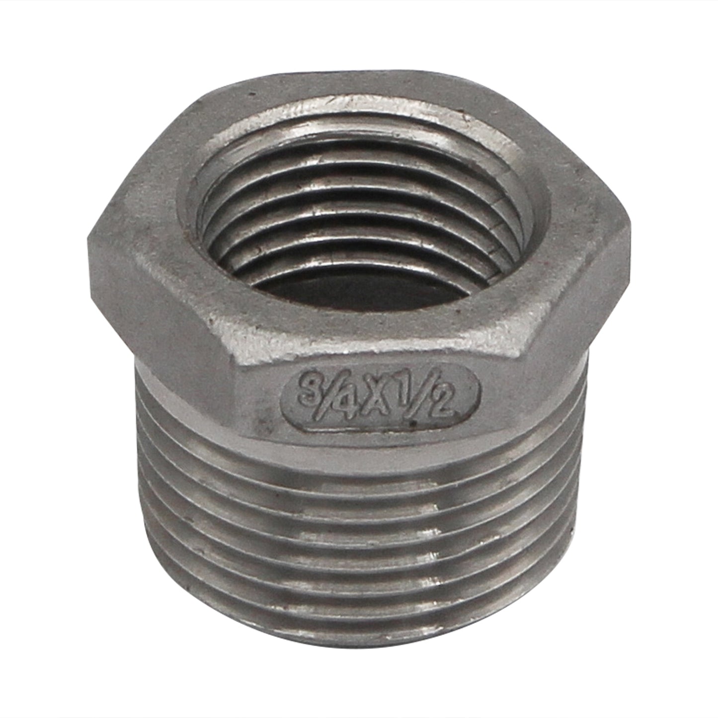 3/4" X 1/2" Female NPT Reducer Bushing - 304 Stainless Steel Pipe Fitting