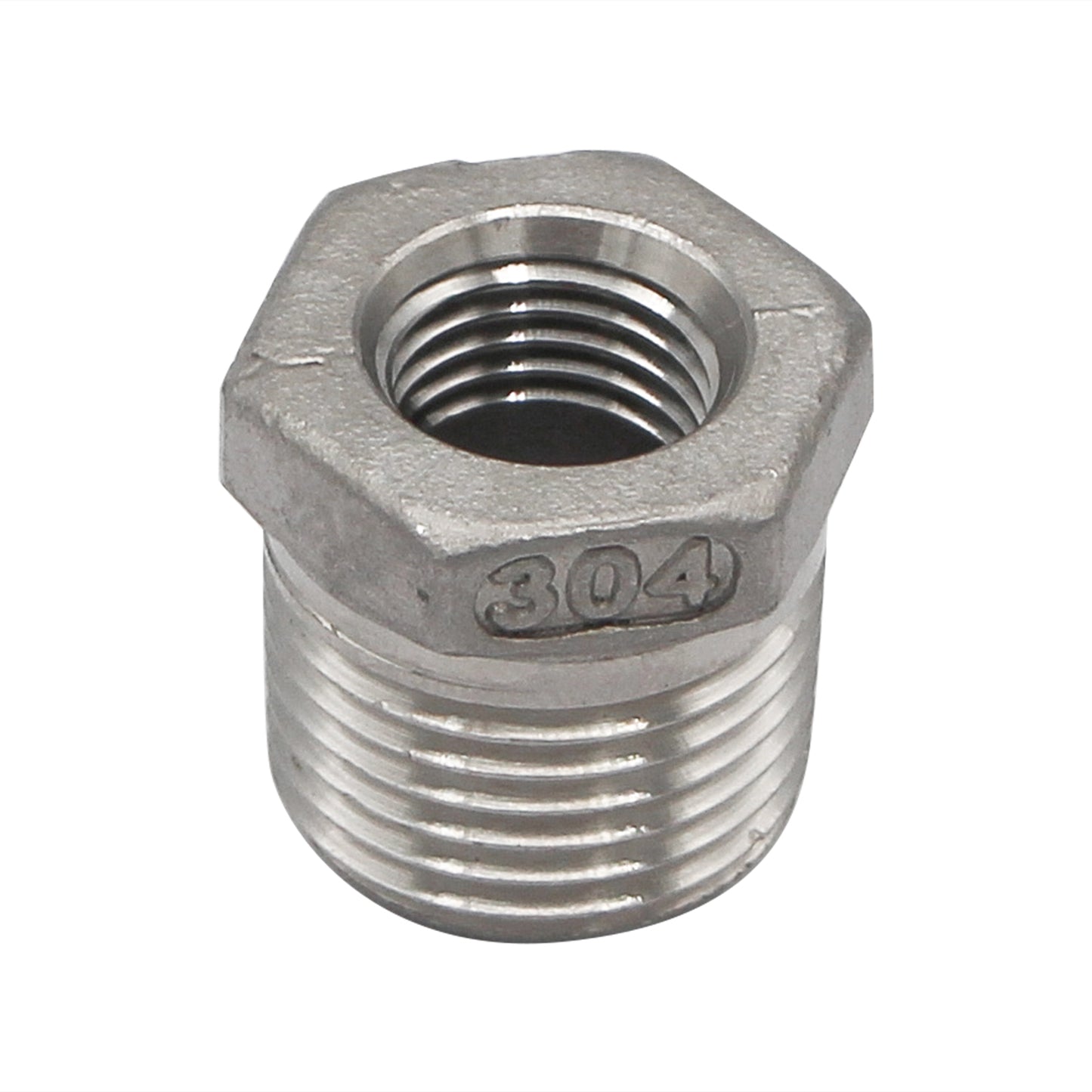 1/2" Male NPT X 1/4" Female NPT Reducer Bushing - 304 Stainless Steel Pipe Fitting
