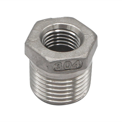 1/2" Male NPT X 1/4" Female NPT Reducer Bushing - 304 Stainless Steel Pipe Fitting