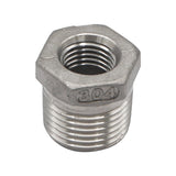 Stainless Steel Reducer Bushing - 1/2" Male NPT to 1/4" Female NPT