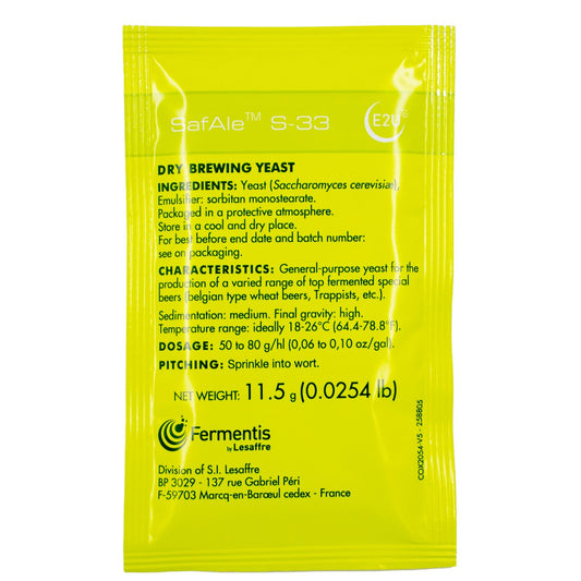 Safbrew S33 Dry Yeast