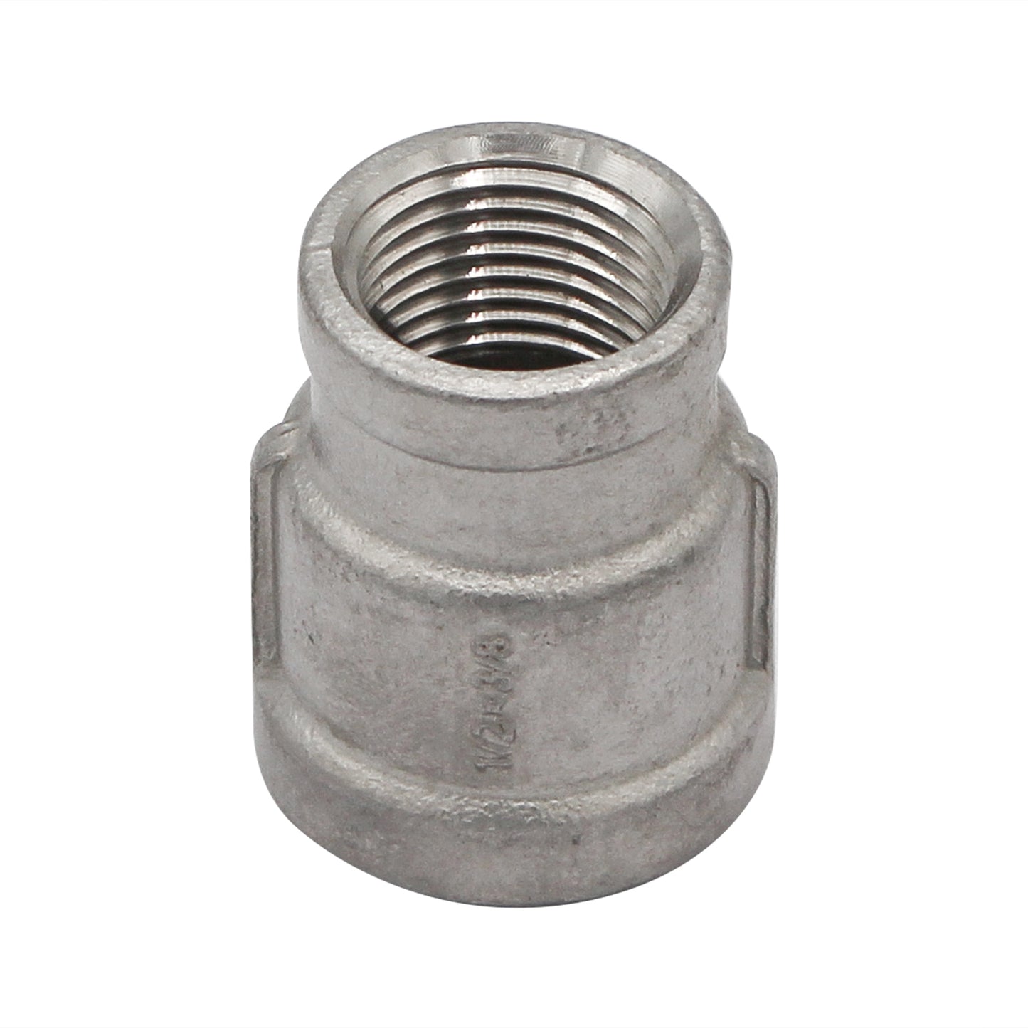 1/2" Female NPT X 3/8" Female NPT Reducing Coupler - 304 Stainless Steel Pipe Fitting