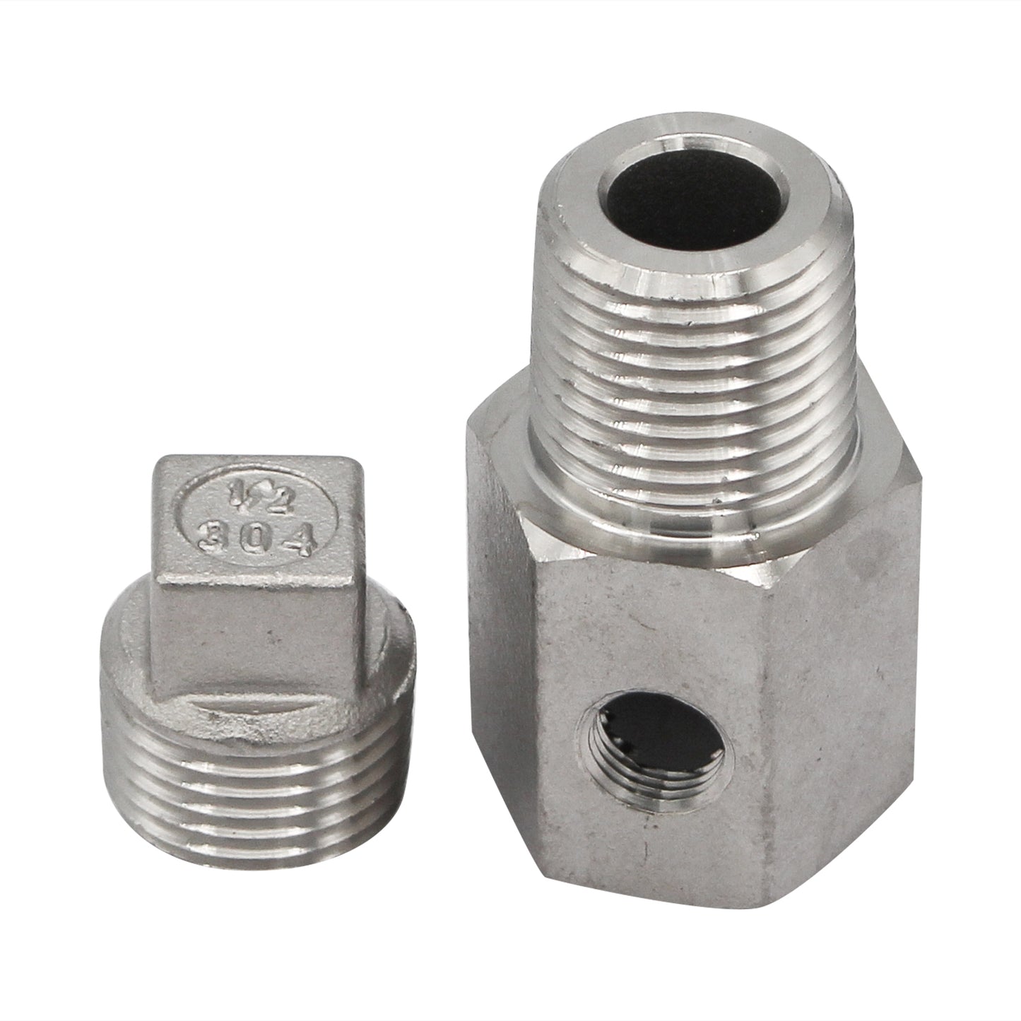 Stainless Steel Sight Gauge Adapter with Plug - 1/2" NPT
