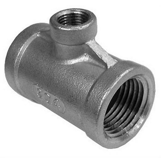 1/8" Female NPT X 1/2" Female NPT X 1/2" Female NPT Unequal Tee - 304 Stainless Steel Pipe Fitting