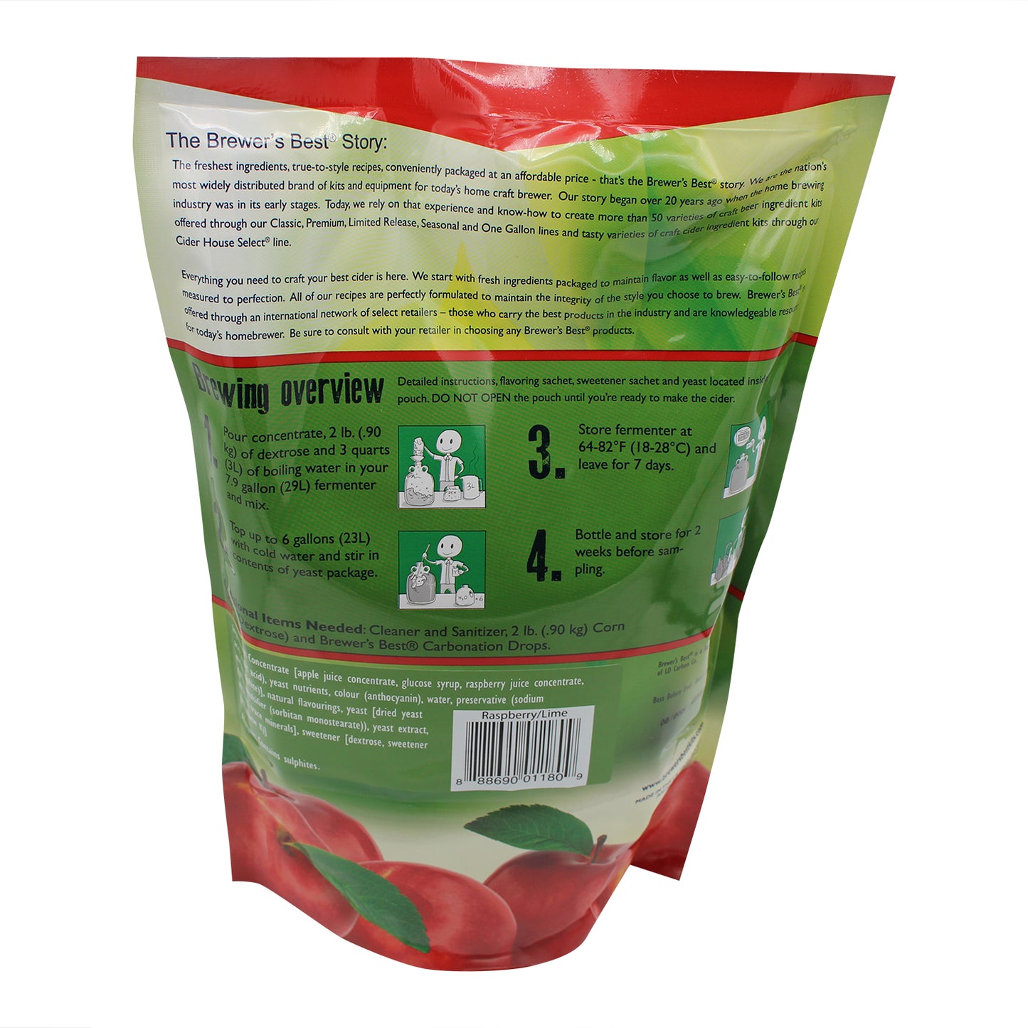 Cider House Craft Raspberry Lime Cider Recipe Kit - Makes Approx. 6 Gallons (23 liters)